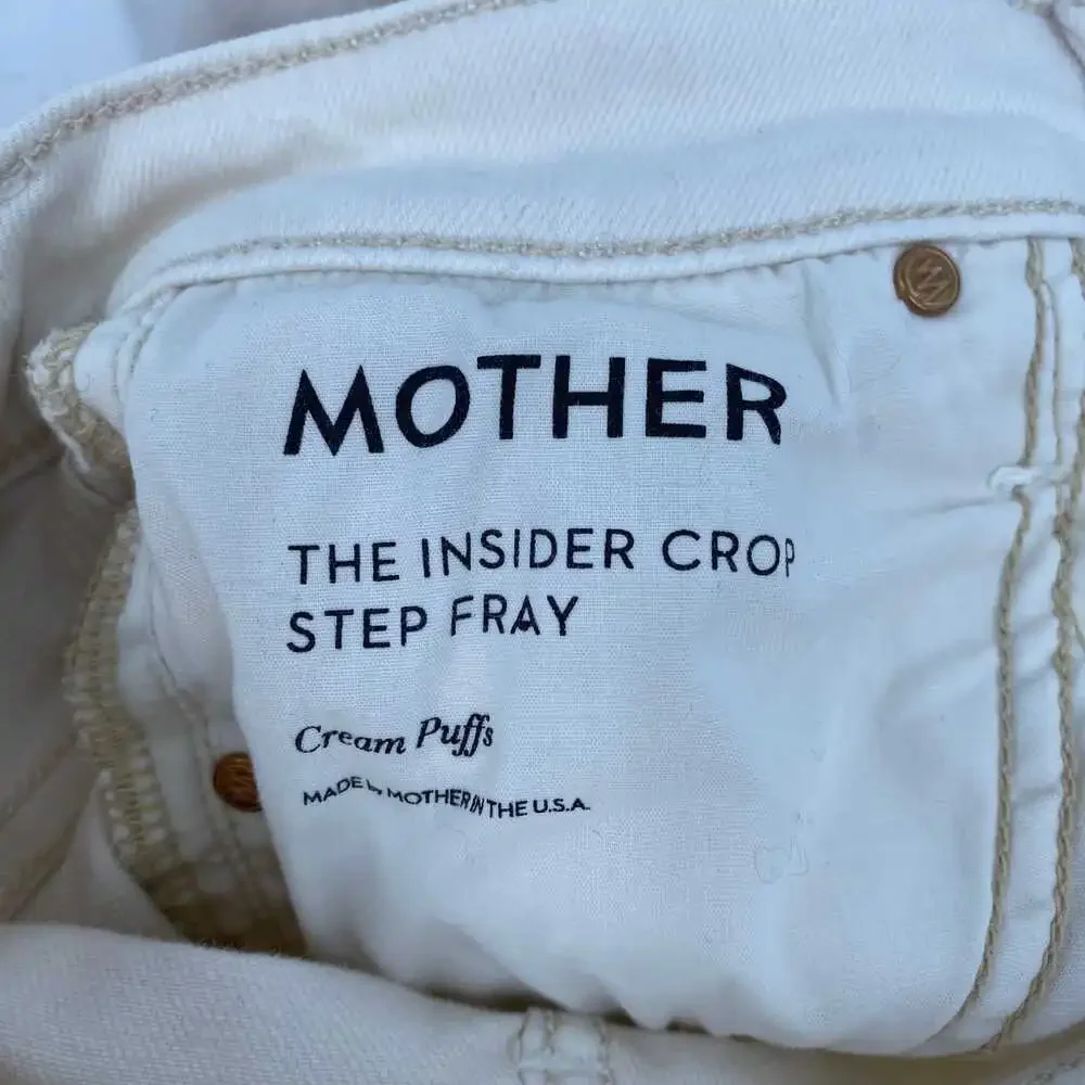 MOTHER Cream Insider Crop Step Fray Jeans | Women’s Regular 25 - Picture 5 of 11